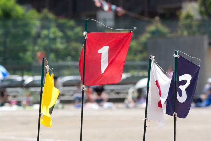 Flags at school sports festival in Japan